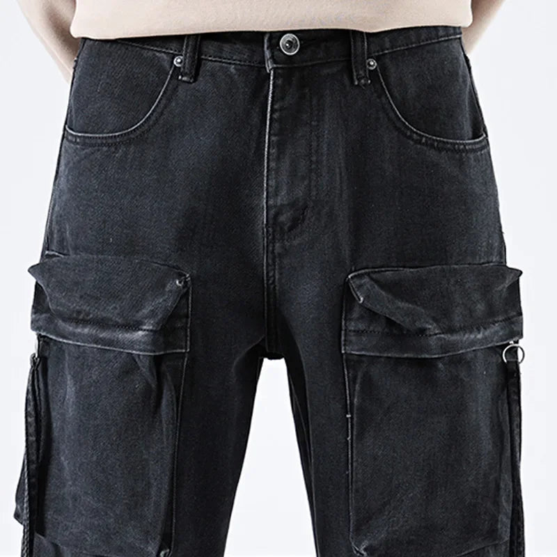 Men Streetwear Hip Hop Multi Pocket Loose Casual Plus Size Cargo Jeans Denim Pants Cityboy 28-40 Y2k Jeans Trousers Clothes