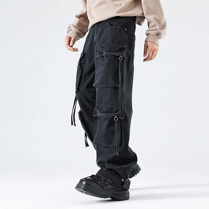 Men Streetwear Hip Hop Multi Pocket Loose Casual Plus Size Cargo Jeans Denim Pants Cityboy 28-40 Y2k Jeans Trousers Clothes