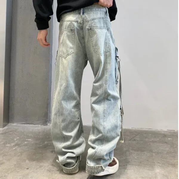 Men Streetwear Hip Hop Multi Pocket Loose Casual Plus Size Cargo Jeans Denim Pants Cityboy 28-40 Y2k Jeans Trousers Clothes